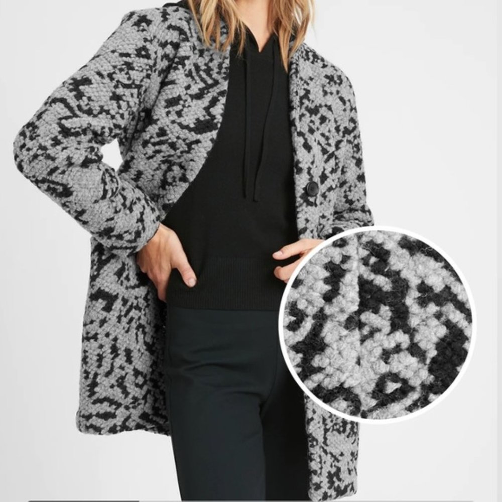 Collarless Knit Coat